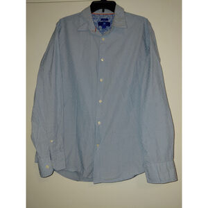 Men's Egara Blue Colorwave Long Sleeve Button-Down Shirt Size Large Slim Fit EUC